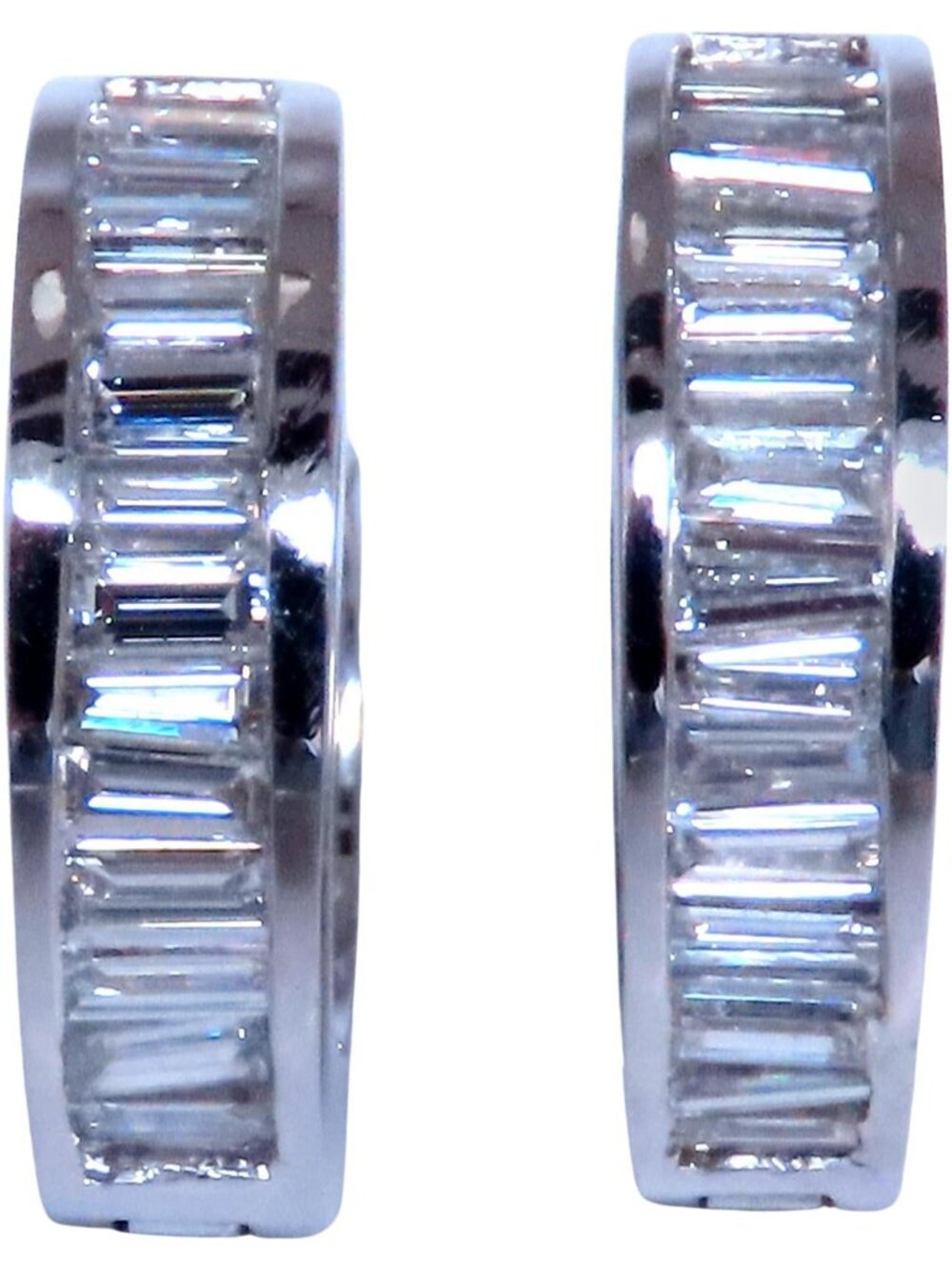 1.35ct Natural Baguette Diamond Hoop Earrings 14KT*